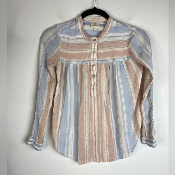 AG Adriano Goldschmied Jess Long Sleeve Striped Peasant Top Shirt XS - Picture 2 of 6